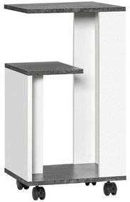 HOMCOM κομοδίνο, με 4 ροδάκια, 3 ράφια, 35 x 29,5 x 65,5 cm, γκρι/λευκό