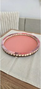 Stewehome Ξύλινη διακοσμητική πιατέλα Ροζ 25x25x25 cm