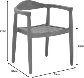 Πολυθρόνα Ganny pakoworld teak ξύλο σε φυσική απόχρωση 59x56x71εκ