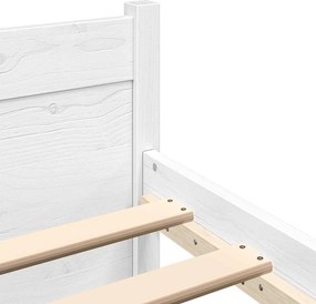 vidaXL Πλαίσιο Κρεβατιού Λευκό 75x190 εκ. Μασίφ Ξύλο Small Single
