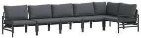 Σετ Καναπέ Κήπου με μαξιλάρι 6 pcs Μαύρο Ατσάλι