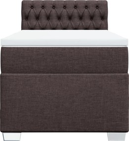 vidaXL Κρεβάτι Boxspring με Στρώμα Σκούρο Καφέ 90x190 εκ. Υφασμάτινο