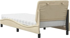 vidaXL Κρεβάτι με Στρώμα Κρεμ 90x190 εκ.Υφασμάτινο