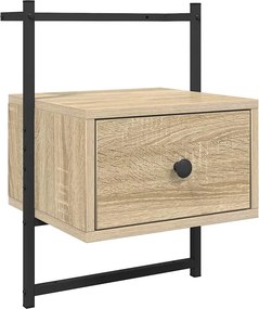 vidaXL Κομοδίνα Επιτοίχια 2 τεμ. Sonoma Δρυς 35x30x51 εκ Επεξεργ. Ξύλο