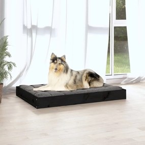 Κρεβάτι Σκύλου Μαύρο 91,5 x 64 x 9 εκ. από Μασίφ Ξύλο Πεύκου - Μαύρο