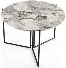 Τραπέζι Αναδιπλούμενο Yaprak 974NMB1518 Φ100x72cm Marble Effect White Μελαμίνη,Μέταλλο