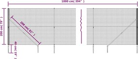 vidaXL Συρματόπλεγμα Περίφραξης Πράσινο 2 x 10 μ. με Καρφωτές Βάσεις