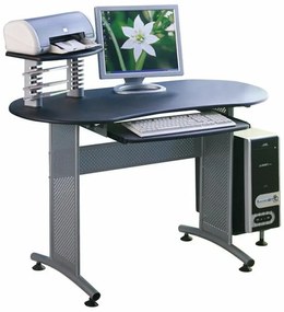Τραπέζι γραφείου Mesa 154, Με ράφι πληκτρολογίου, 75x120x55cm, 16 kg, Ασημί, Μαύρο | Epipla1.gr