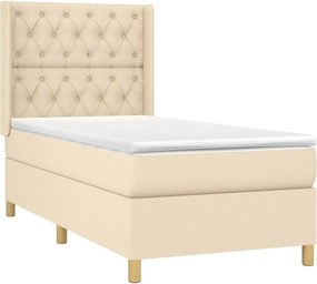 vidaXL Κρεβάτι Boxspring με Στρώμα Κρεμ 80 x 200 εκ. Υφασμάτινο