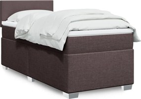 vidaXL Κρεβάτι Boxspring με Στρώμα Σκούρο Καφέ 90x200 εκ. Υφασμάτινο