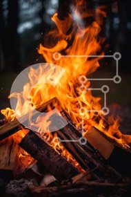 Σετ των 2 Intra Συλλεκτικό Ξύλινο Παζλ Plywood 4mm - Φωτιά που καίει στο δάσος τη νύχτα Σε Ξύλινο Κουτί - Διαστάσεις: 10x10 cm – 25 κομμάτια