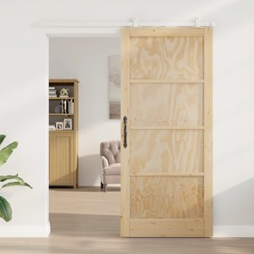 vidaXL Συρόμενη Πόρτα με Σετ Υλικών 93x211 cm Συμπαγές Ξύλο Πεύκου