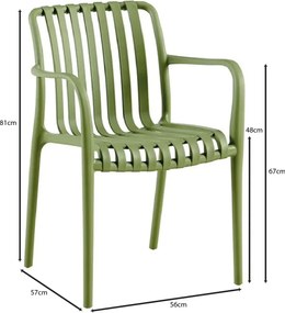 MODA-N Πολυθρόνα Στοιβαζόμενη PP, Στοιβαζόμενη Απόχρωση Πράσινο   1τμχ
