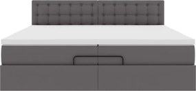 VidaXL Οθωμανικό κρεβάτι με στρώματα & LEDs Γκρι Faux Leather