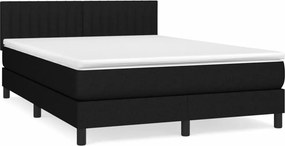 vidaXL Κρεβάτι Boxspring με Στρώμα Μαύρο 140x190 εκ. Υφασμάτινο