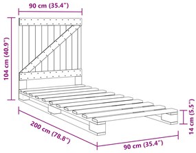 Πλαίσιο Κρεβατιού με Κεφαλάρι 90x200 εκ. από Μασίφ Ξύλο Πεύκου - Καφέ