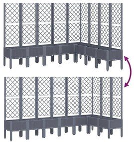 Ζαρντινιέρα Κήπου με Καφασωτό Γκρι 200x160x142 εκ. από PP - Γκρι