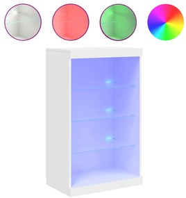 vidaXL Μπουφές με Φώτα LED Λευκός 60,5 x 37 x 100 εκ.
