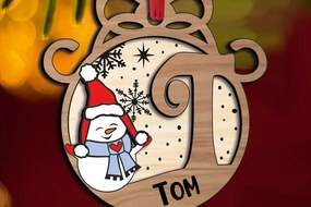 Σετ των 3 Intra απο ξύλο plywood 3mm-4mm πάχος Χριστουγεννιάτικο λέιζερ διακοπών Letter T χιονάνθρωπος Δίασταση 8x8 cm INTRAFABR-110714436