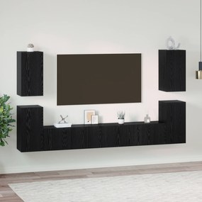 vidaXL Σετ επίπλου τηλεόρασης 7 pcs Μαύρη δρυς Επεξεργασμένο ξύλο