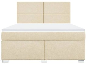 Κρεβάτι Boxspring με Στρώμα Κρεμ 180x200 εκ. Υφασμάτινο - Κρεμ