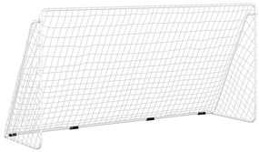 vidaXL Τέρμα Ποδοσφαίρου με Δίχτυ Λευκό 366 x 122 x 182 εκ. από Ατσάλι