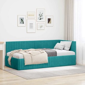 vidaXL Κρεβάτι Γωνίας με κεφαλάρι Τιρκουάζ 90 x 190 cm Βελούδο