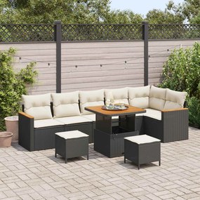 vidaXL Σετ Καναπέ Κήπου 9 pcs Μαύρο συνθετικό ρατάν