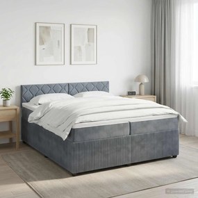 vidaXL Κρεβάτι box spring με στρώμα Σκούρο Γκρι 200 x 200 cm Βελούδο