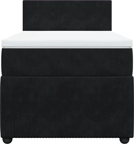vidaXL Κρεβάτι Boxspring με Στρώμα Μαύρο 90x200 εκ. Βελούδινο