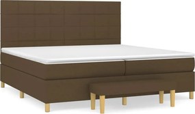 vidaXL Κρεβάτι Boxspring με Στρώμα Σκούρο Καφέ 200x200 εκ. Υφασμάτινο