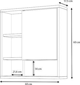 Καθρέπτης μπάνιου Demo Μegapap χρώμα λευκό 60x17,5x60εκ.