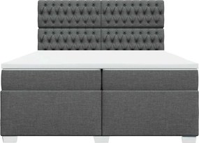 vidaXL Κρεβάτι Boxspring με Στρώμα Σκούρο Γκρι 200x200 εκ. Υφασμάτινο