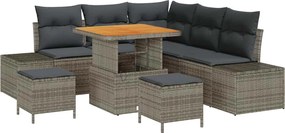 vidaXL Σετ Καναπέ Κήπου με μαξιλάρι 8 pcs Γκρι Πολυ ράταν