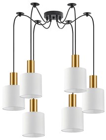 Φωτιστικό Οροφής SE21-GM-4-BL6-SH1 ADEPT TUBE Gold Matt Pendant White Fabric Shade+ - 77-8597 - 51W - 100W - 77-8597