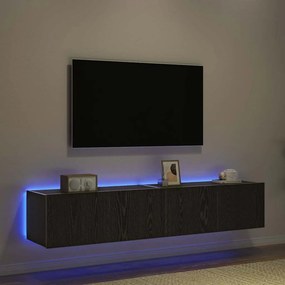 vidaXL Ντουλάπι Τηλεόρασης Τοίχου 2 pcs Μαύρη Οξυά Επεξεργασμένο Ξύλο