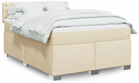 vidaXL Κρεβάτι Boxspring με Στρώμα Κρεμ 140x190 εκ. Υφασμάτινο