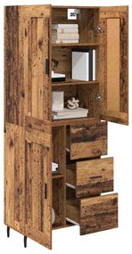 vidaXL Highboard με συρτάρι 2 pcs Παλιό Ξύλο Σύνθετο Ξύλο και Γυαλί