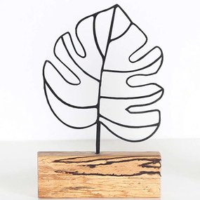 Διακοσμητικό Επιτραπέζιο Thin Leaf 533BSG1152 17x3,5x28cm Natural-Black Aberto Design Μέταλλο,Ξύλο