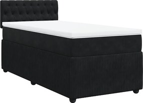 vidaXL Κρεβάτι Boxspring με Στρώμα Μαύρο 90x200 εκ. Βελούδινο