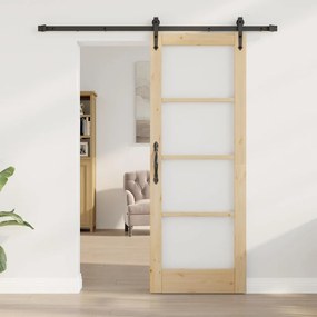 vidaXL Ολισθητή Πόρτα Καφέ 73.5 x 198.5 εκ. Ξύλο και μέταλλο