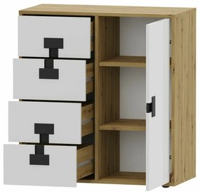 Σιφονιέρα Akron N103, Artisan βελανιδιά, Με συρτάρια και ντουλάπια, Αριθμός συρταριών: 4, 86x80x40cm, 40 kg | Epipla1.gr