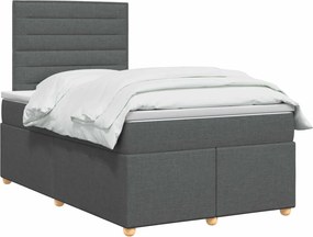 vidaXL Κρεβάτι box spring με στρώμα Σκούρο Γκρι 120 x 200 cm Ύφασμα