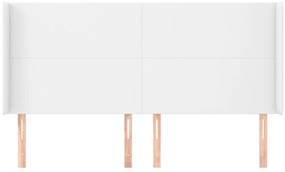 vidaXL Κεφαλάρι με Πτερύγια Λευκό 163x23x118/128 εκ. Συνθετικό Δέρμα