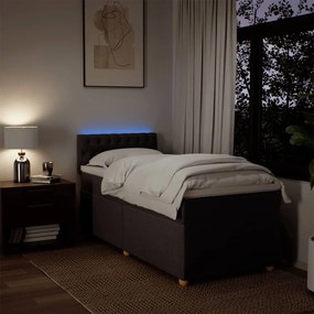 vidaXL Κρεβάτι Boxspring με Στρώμα Σκούρο Καφέ 80x200 εκ. Υφασμάτινο