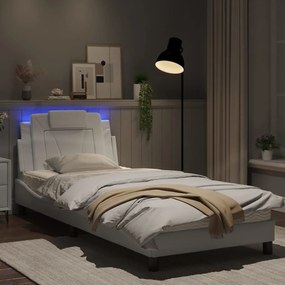 Πλαίσιο Κρεβατιού με LED Λευκό 80x200 εκ. Συνθετικό Δέρμα - Λευκό