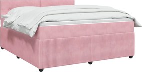 vidaXL Κρεβάτι box spring με στρώμα Ροζ 160 x 200 cm Βελούδο
