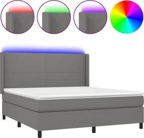 vidaXL LED Κρεβάτι με βάθρο με κεφαλάρι ύφασμα