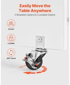 VEVOR Folding Sewing Table, Multipurpose Sewing Machine Table with Cabinet, Compact Design, Wheels, Wooden Pegs, Storage Trays and Shelf, Magnetic Door, Craft Station and Side Desk for Home, White