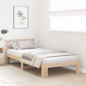 vidaXL Κρεβάτι Ξύλου Πεύκου Φυσικό Ξύλο 75 x 190 cm Κρεβάτι Ορθογώνιο